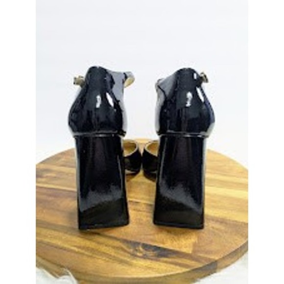 Jessica Simpson Black Patent Square Toe Block Heel Ankle Strap Pumps Womens 9.5M - Picture 2 of 8